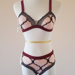 Pink Bralette & Panty Set by Maaji, Size Small